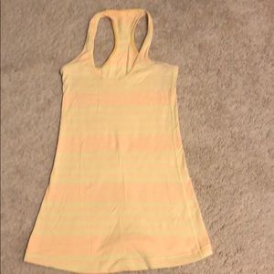 Lululemon yellow striped cool racer tank